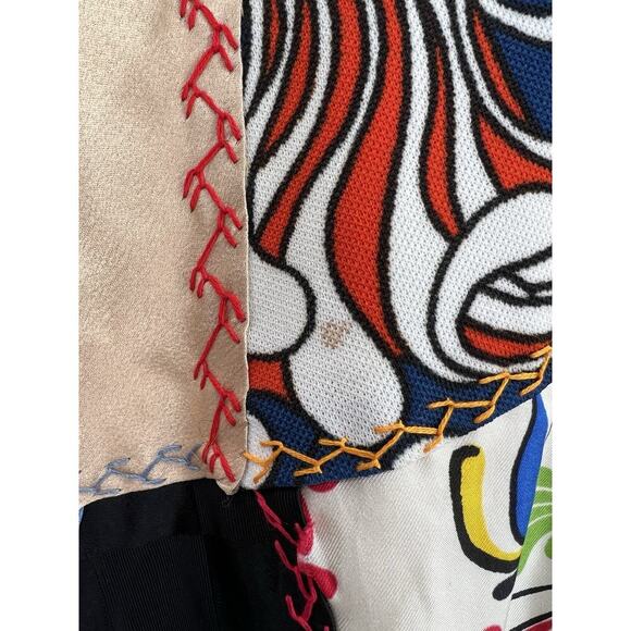 Vintage 60s 70s Crazy Quilt Coat & Skirt Set Folk Art Groovy Retro Hippie Medium - Picture 15 of 16